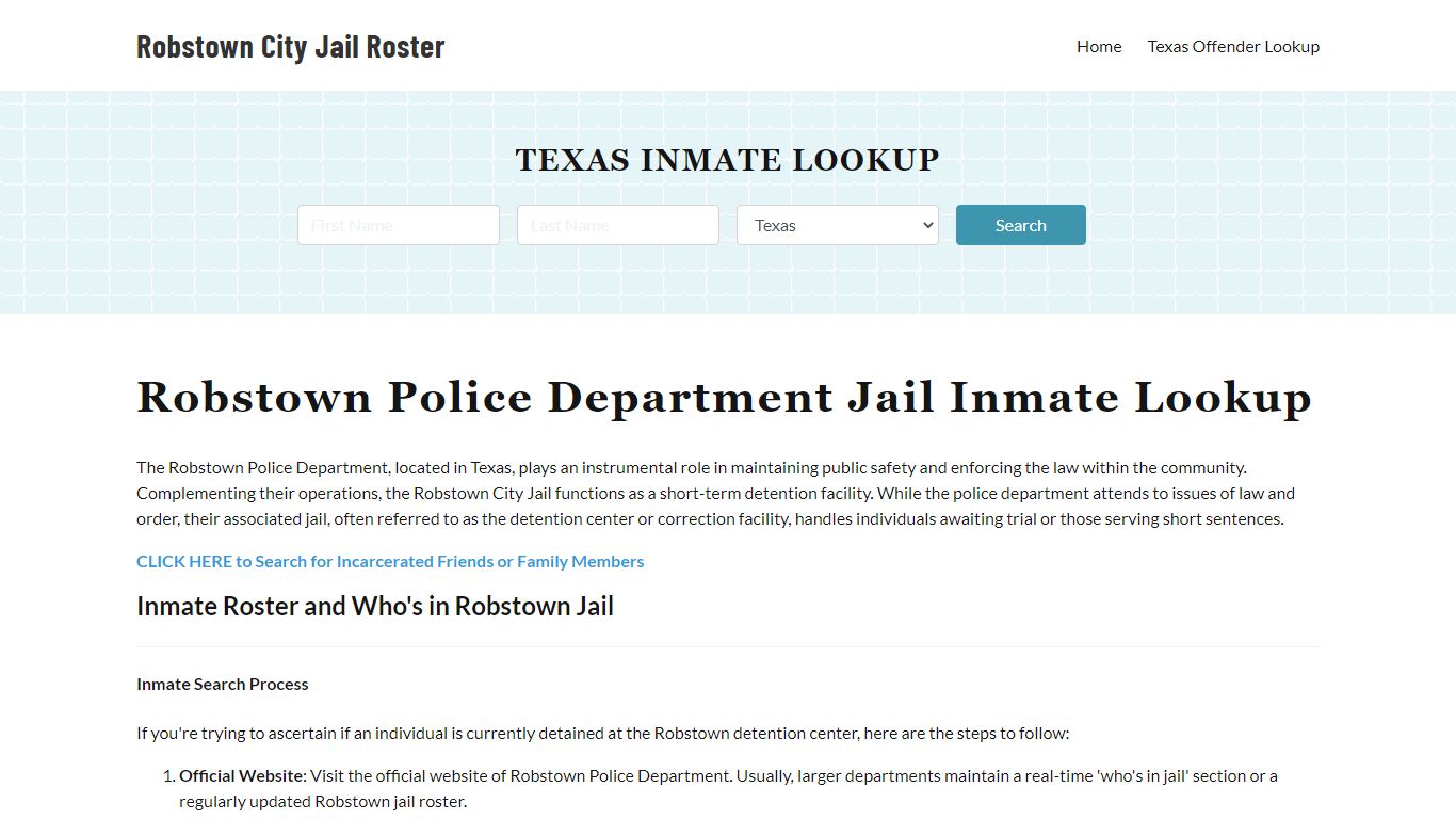 Robstown Police Department & City Jail, TX Inmate Roster, Arrests, Mugshots