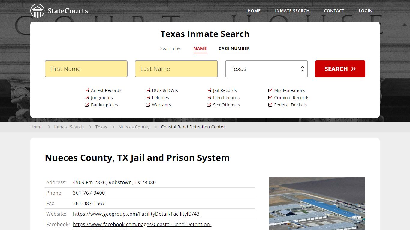 Coastal Bend Detention Center Inmate Records Search, Texas - StateCourts